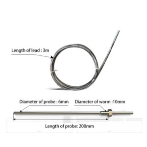 Alternative view of UbiBot PT-100 Industrial Grade Temperature Probe (-200℃ to +400℃) w/3m cable for GS1